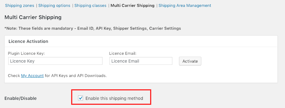 Enable Shipping Rates