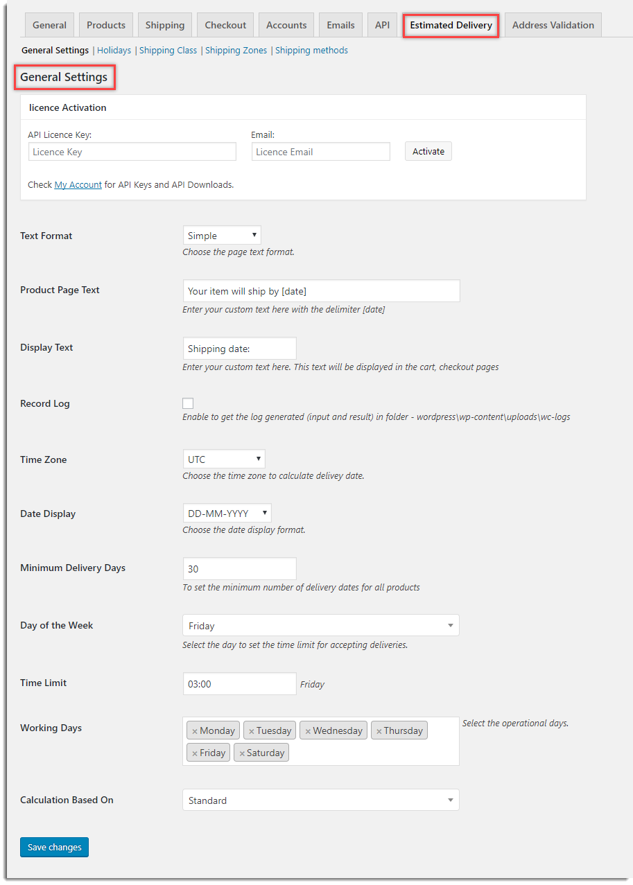 general settings