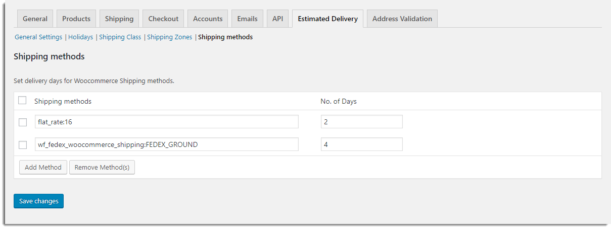 shipping methods