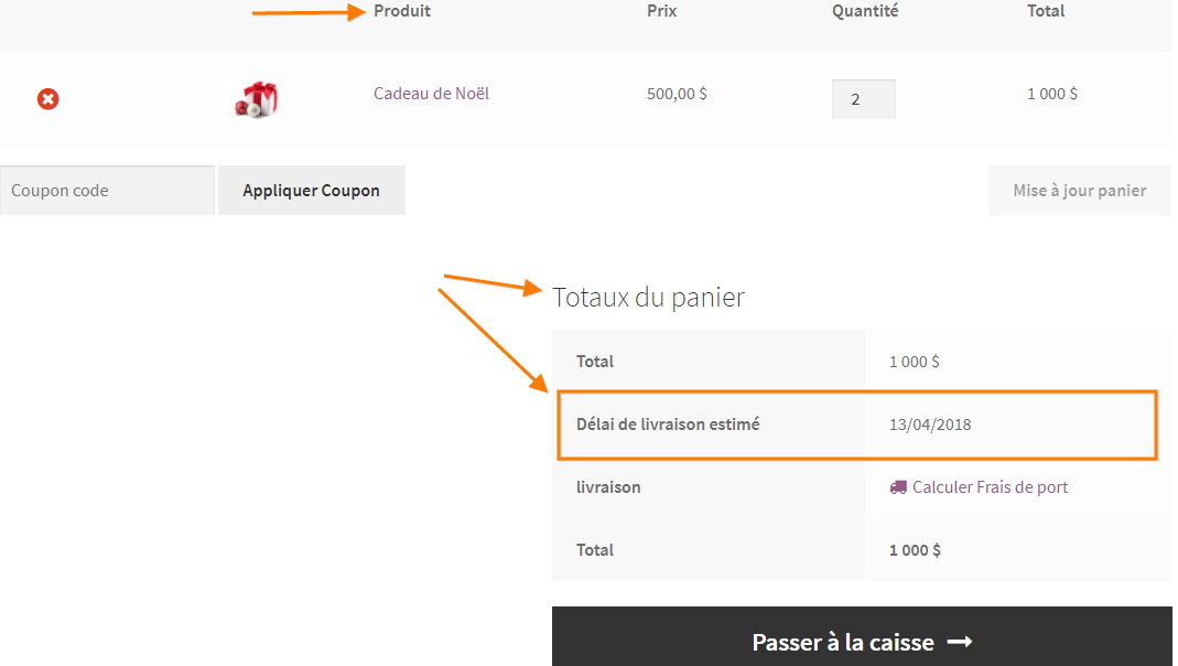 Cart page
