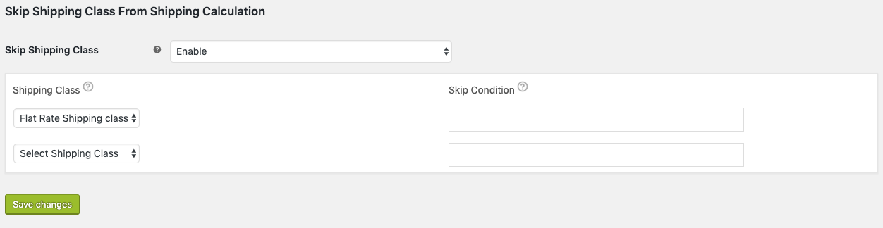 Skip shipping class