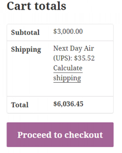 Shipping rate for 1 item on cart