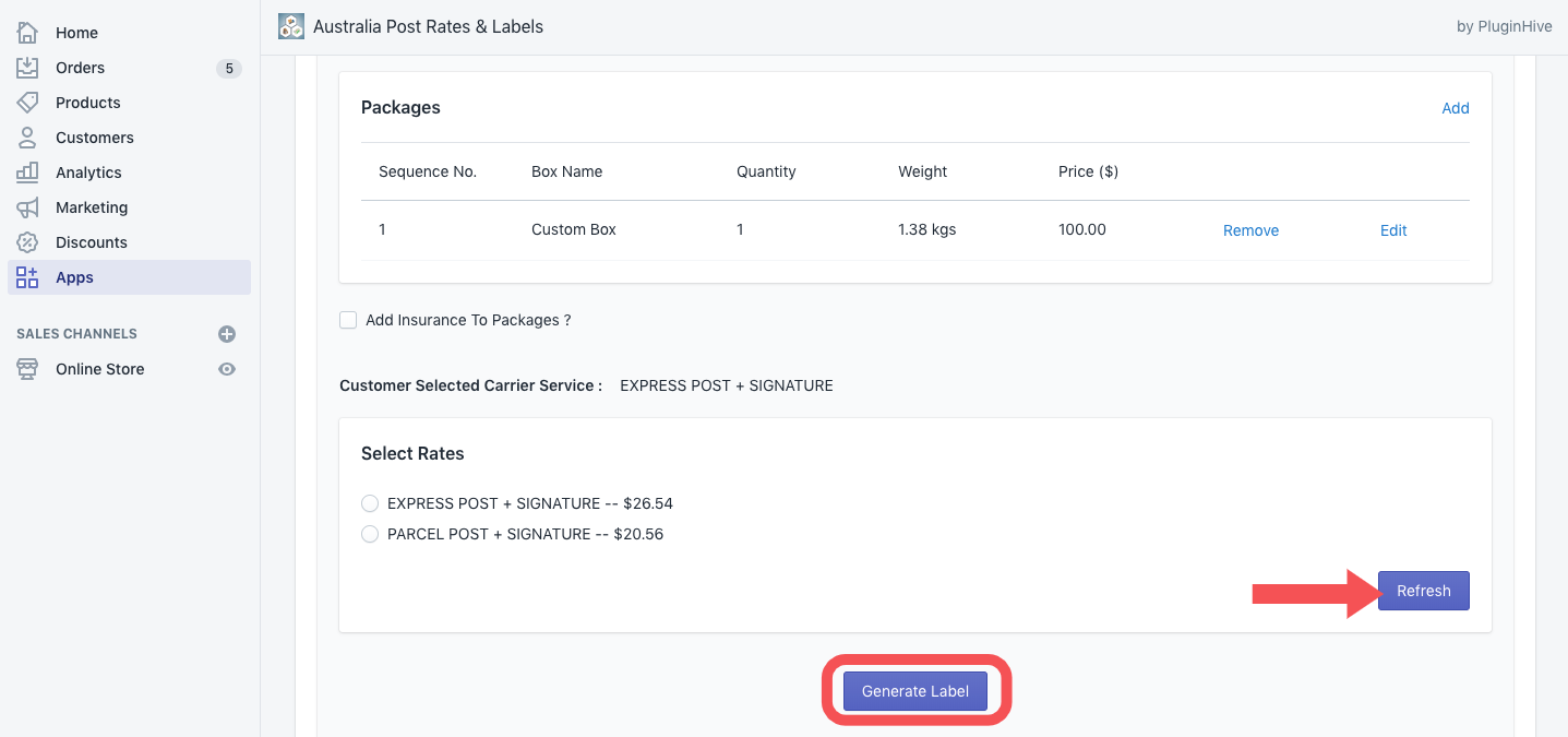 Manually generating Australia Post label