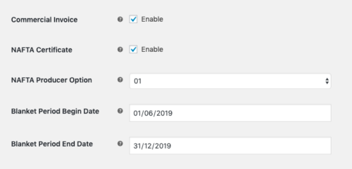 Enable NAFTA certificate of orgin