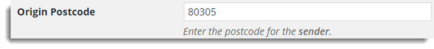 Origin postcode