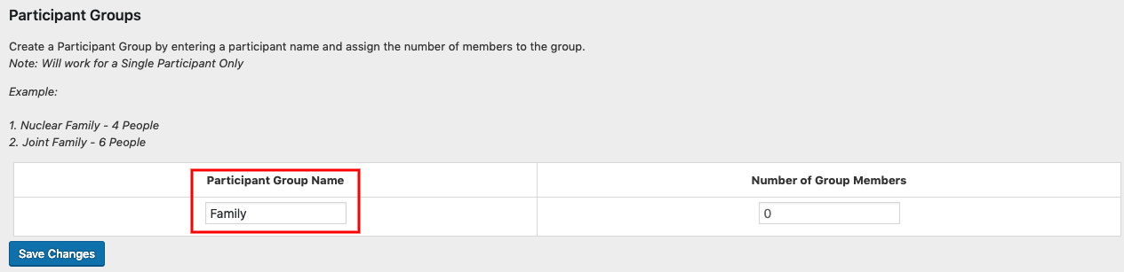 Participant Group Name