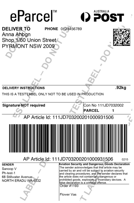 australia post label