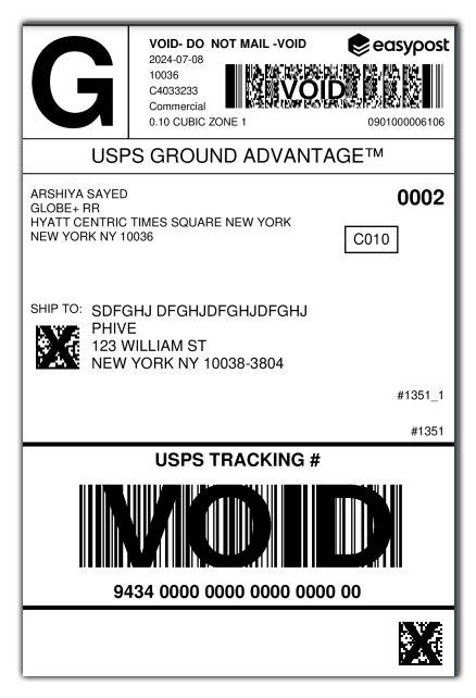 usps shipping label