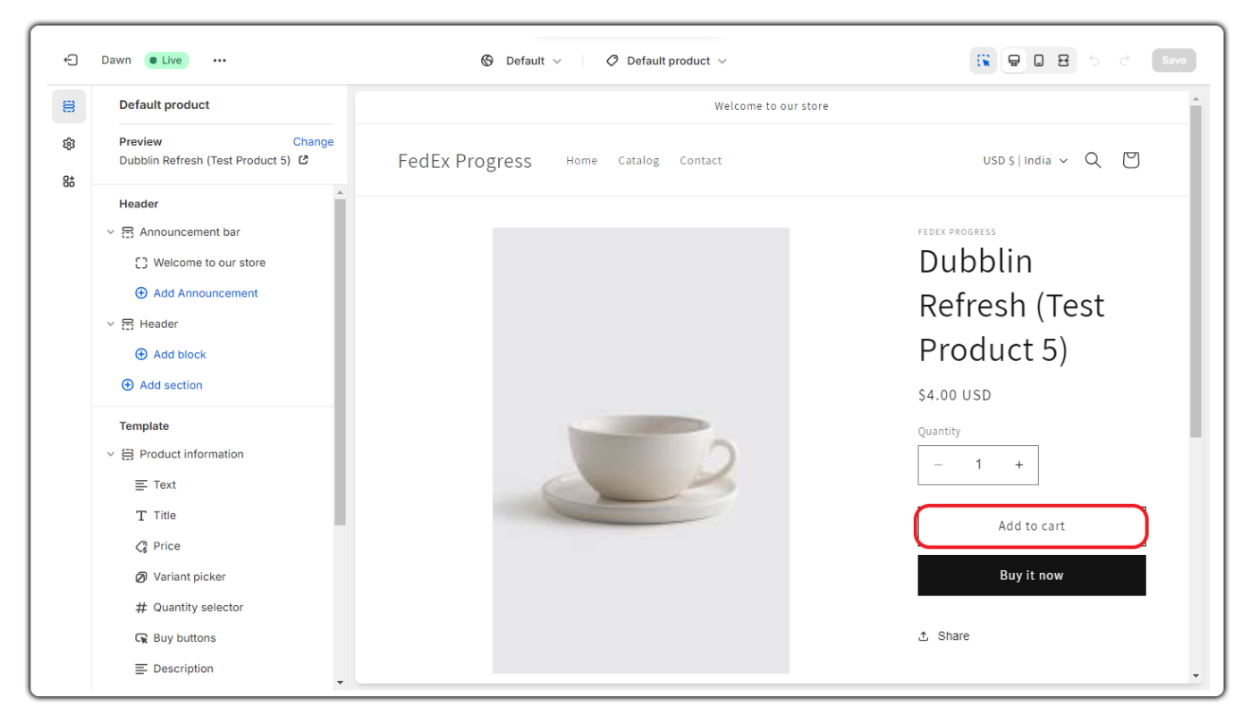 shopify add to cart