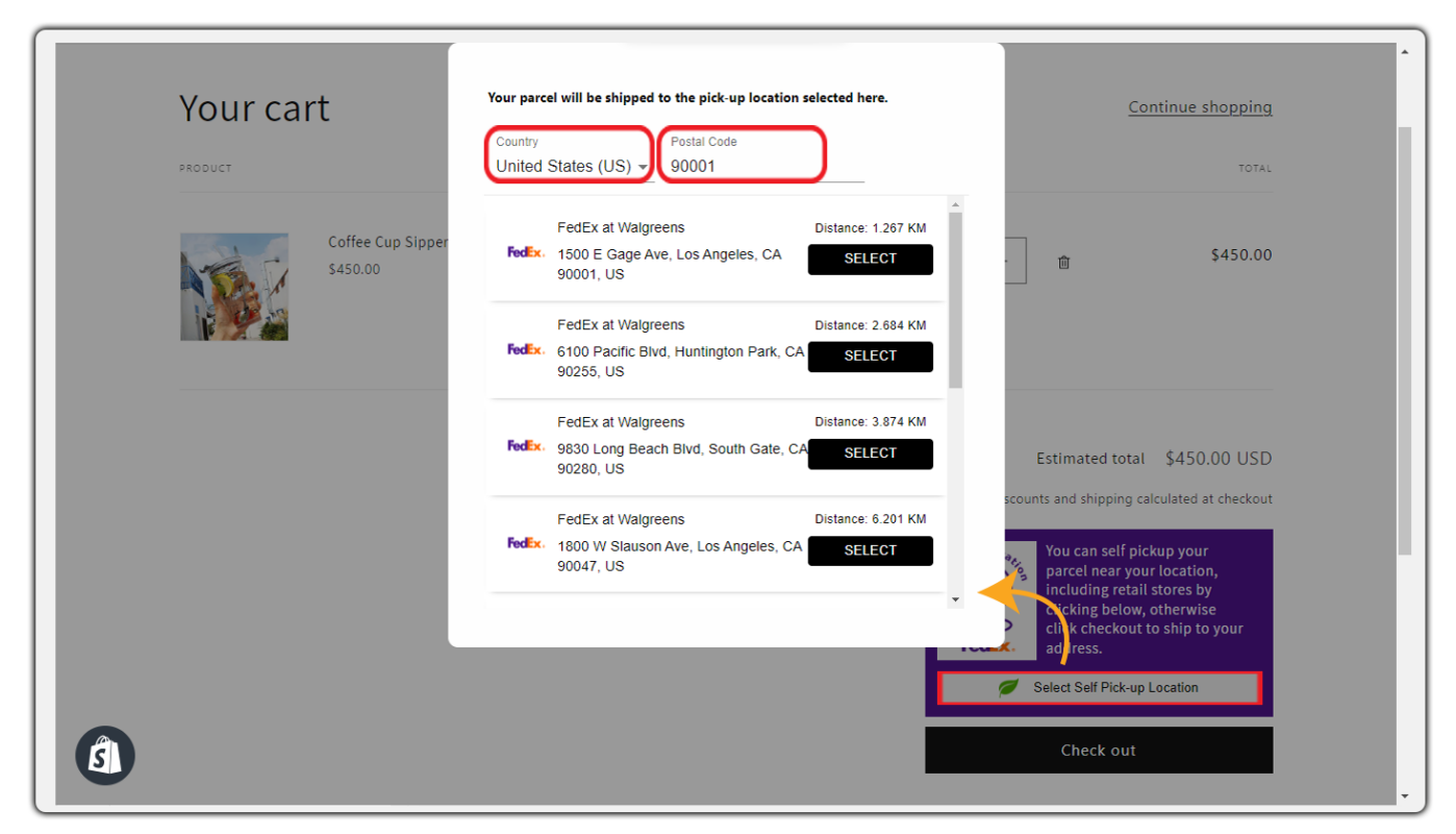 fedex pickup location