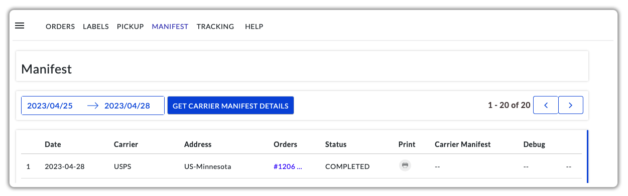 print usps manifest