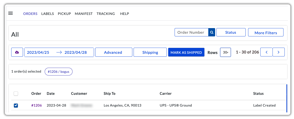 ups orders marked as shipped