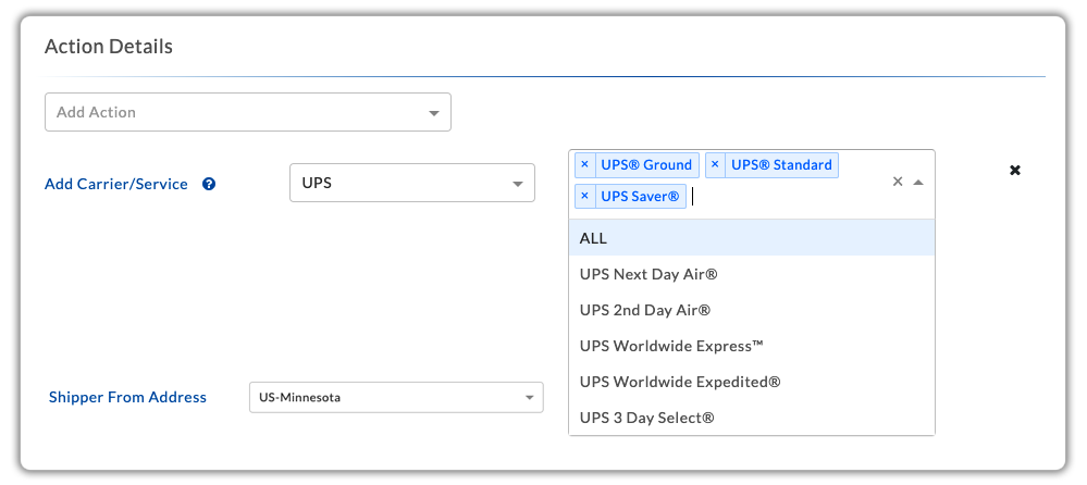 ups service selection