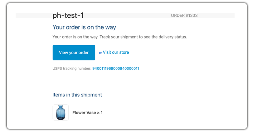 stamps.com USPS tracking details to customers via email