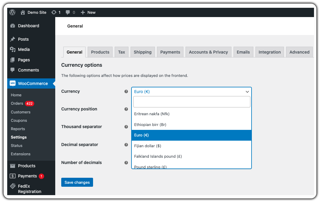 woocommerce_currency