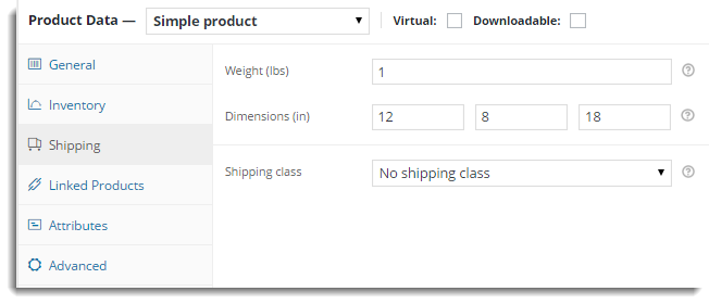 Product weight and dimensions