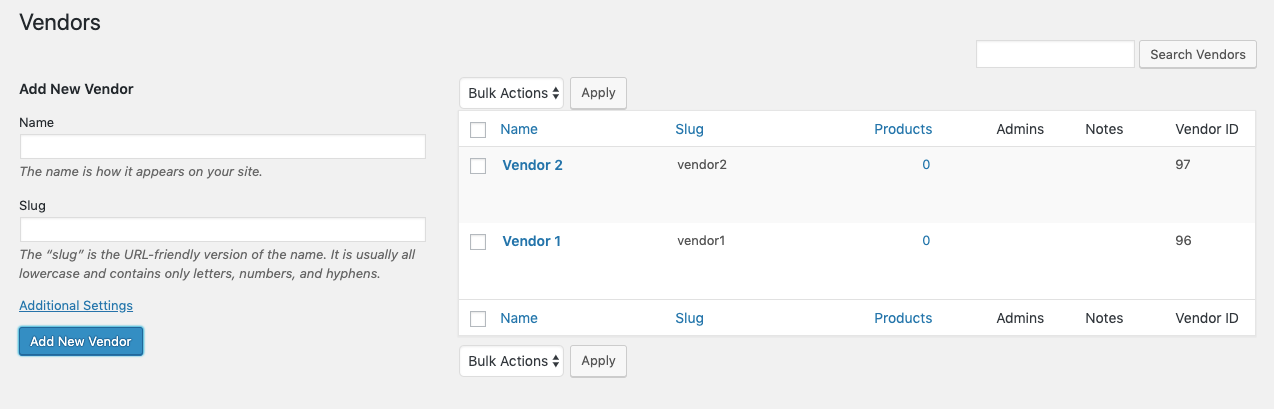WooCommerce vendors