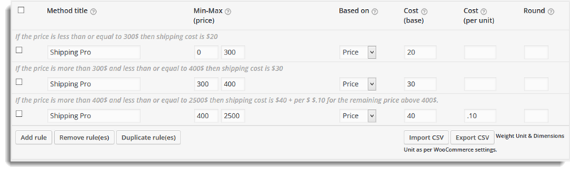 Calculate shipping with the percentage for the total price in the cart
