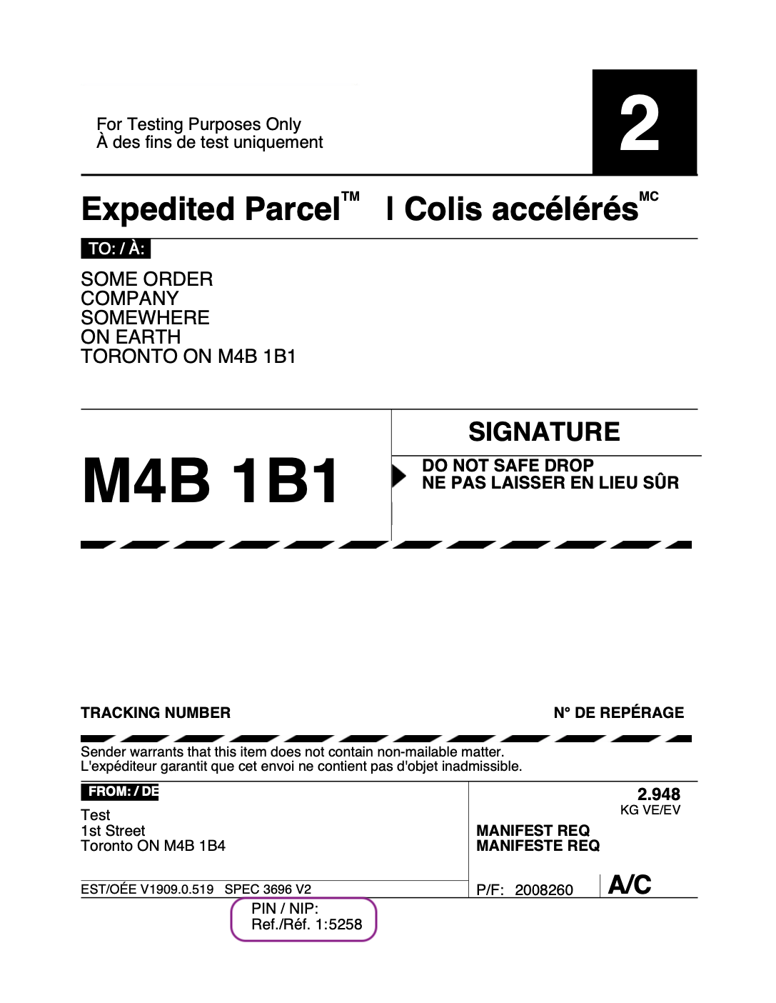sample woocommerce canada post shipping label