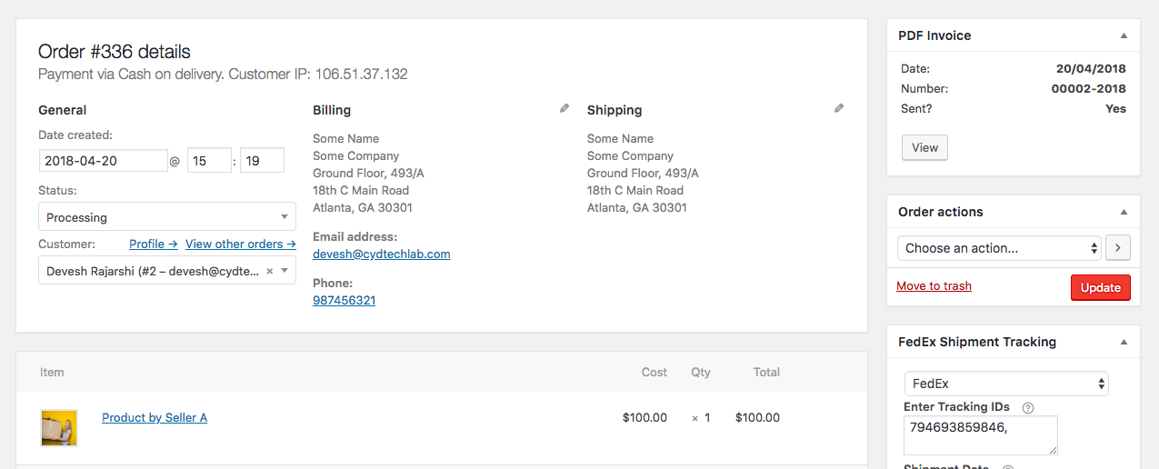 woocommerce order details