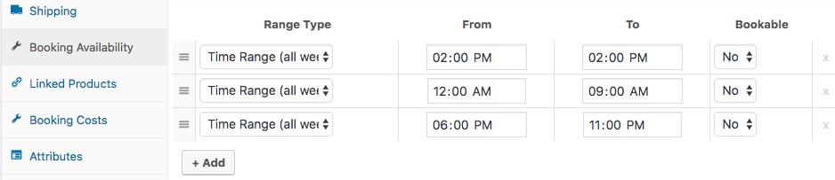 Time range booking availability