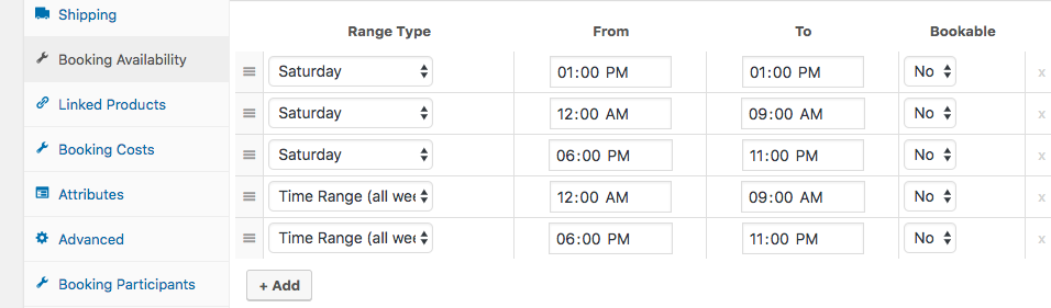 Booking Availability for individual days