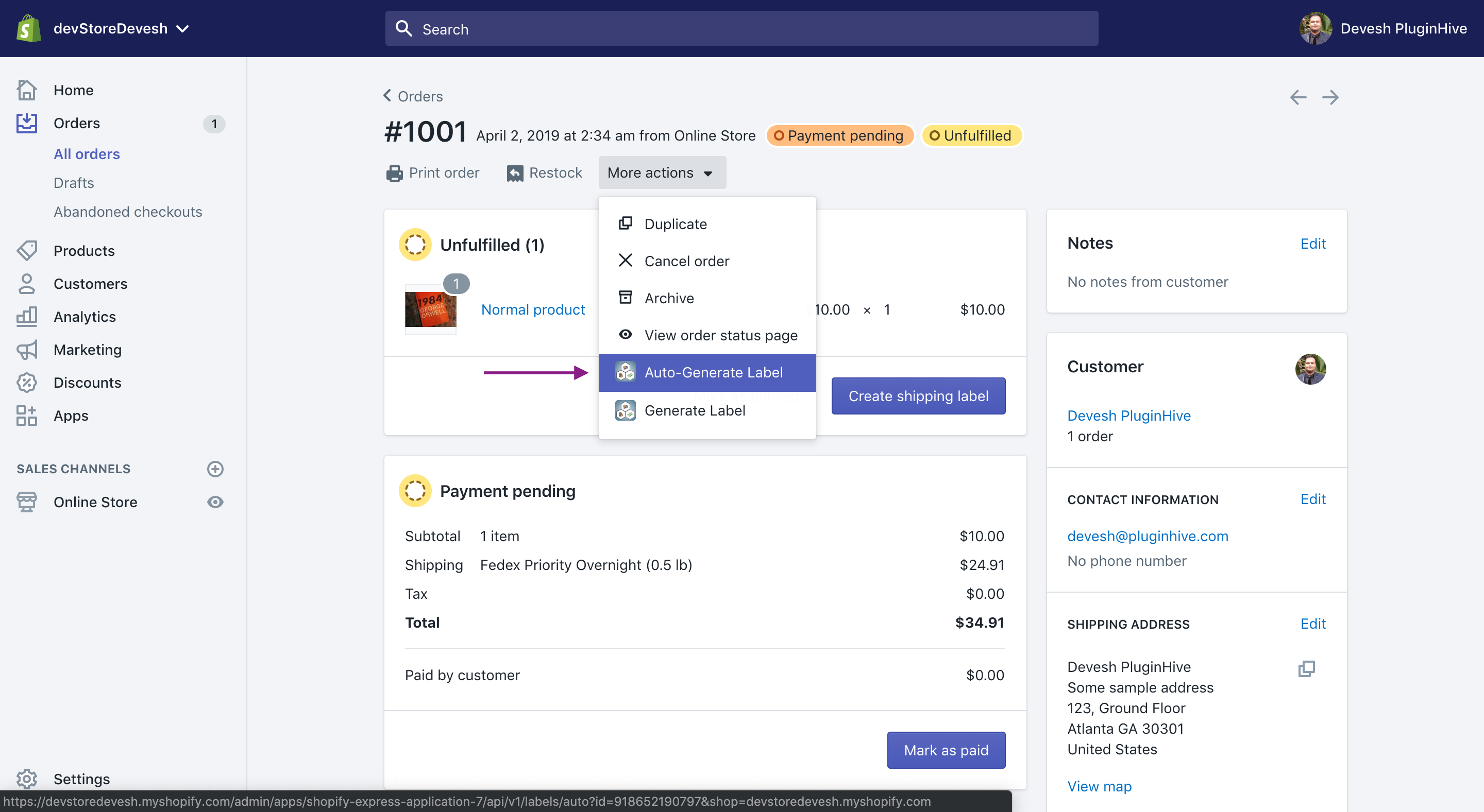 shopify fedex app
