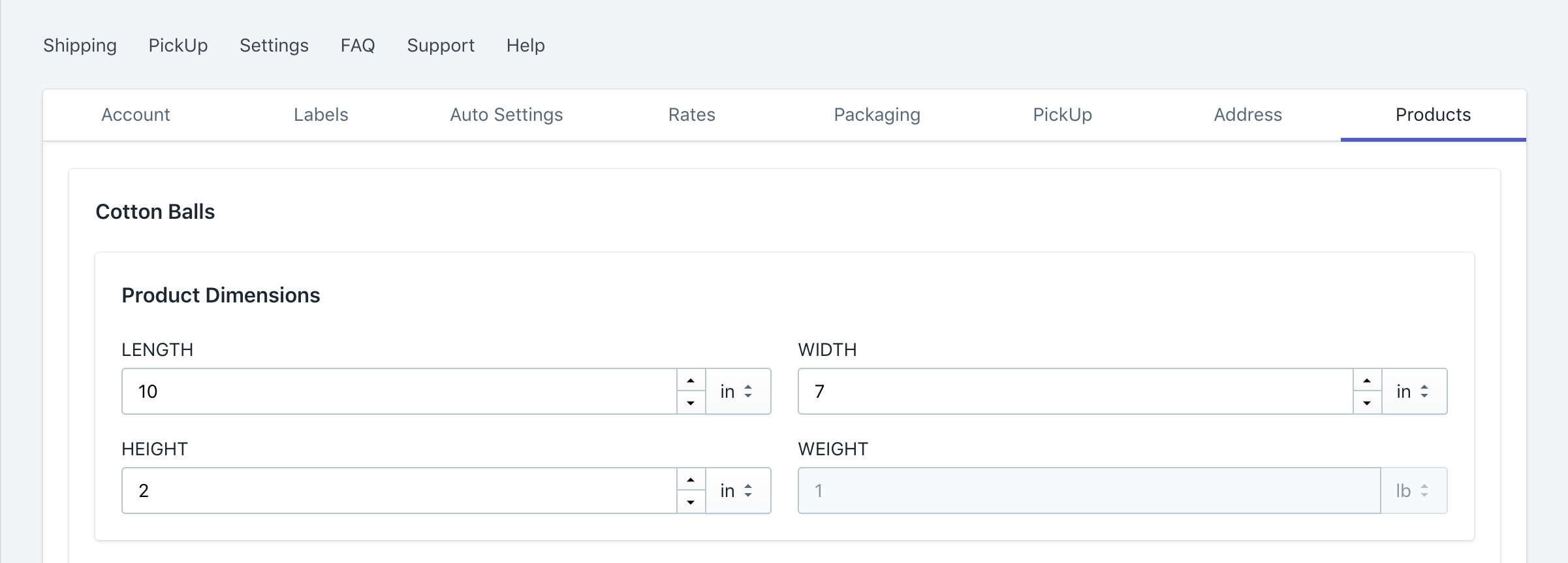 Volumetric weight