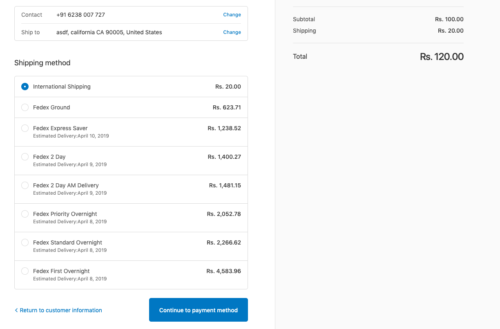 Fedex checkout rates