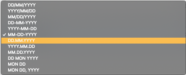 Date formats
