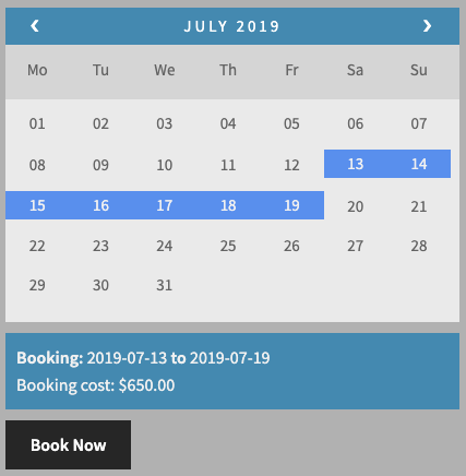 High Season Booking Charges
