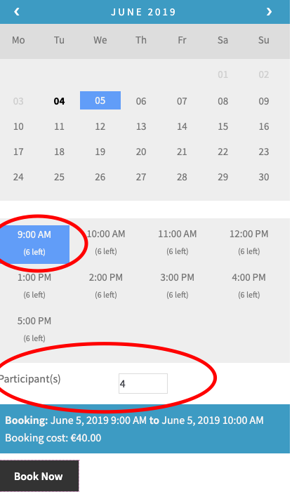 participants as separate bookings