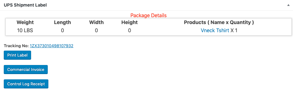printing ups control log receipt using woocommerce ups shipping plugin