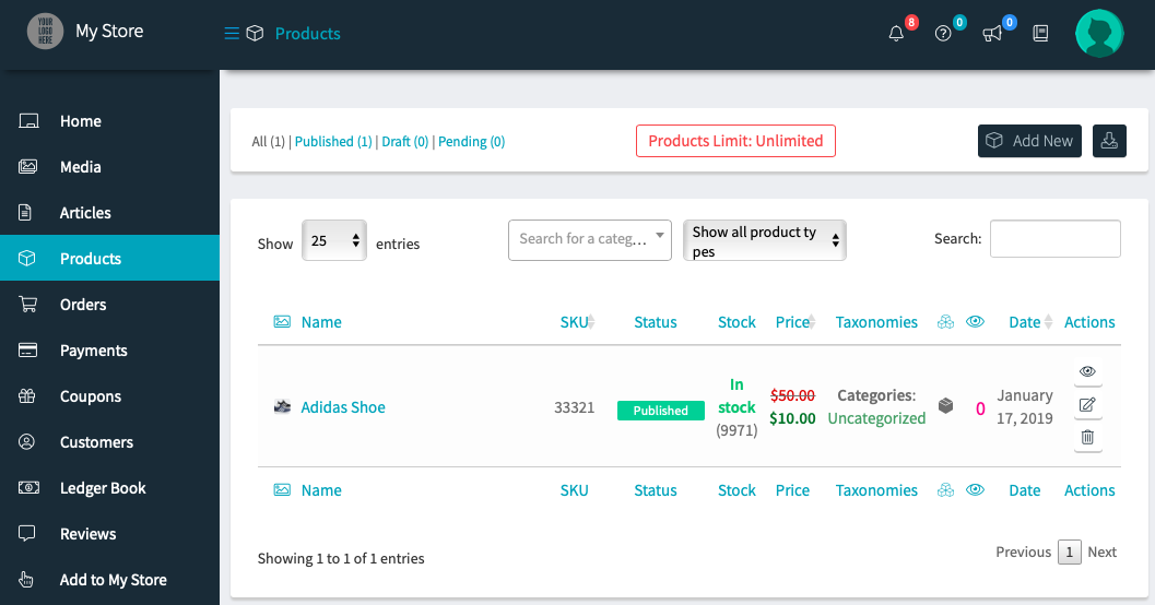 Creating Products for Vendors