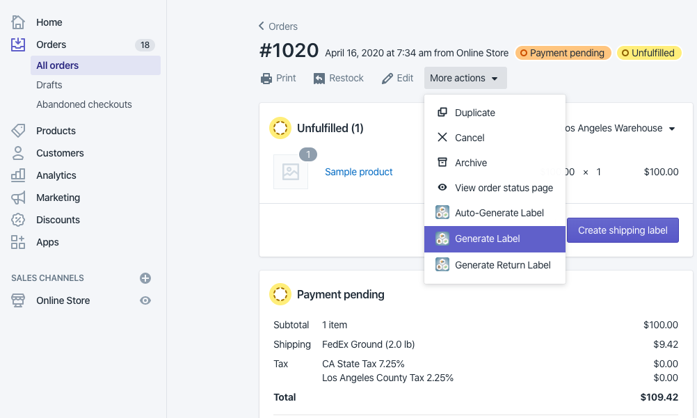 Generate FedEx Labels manually