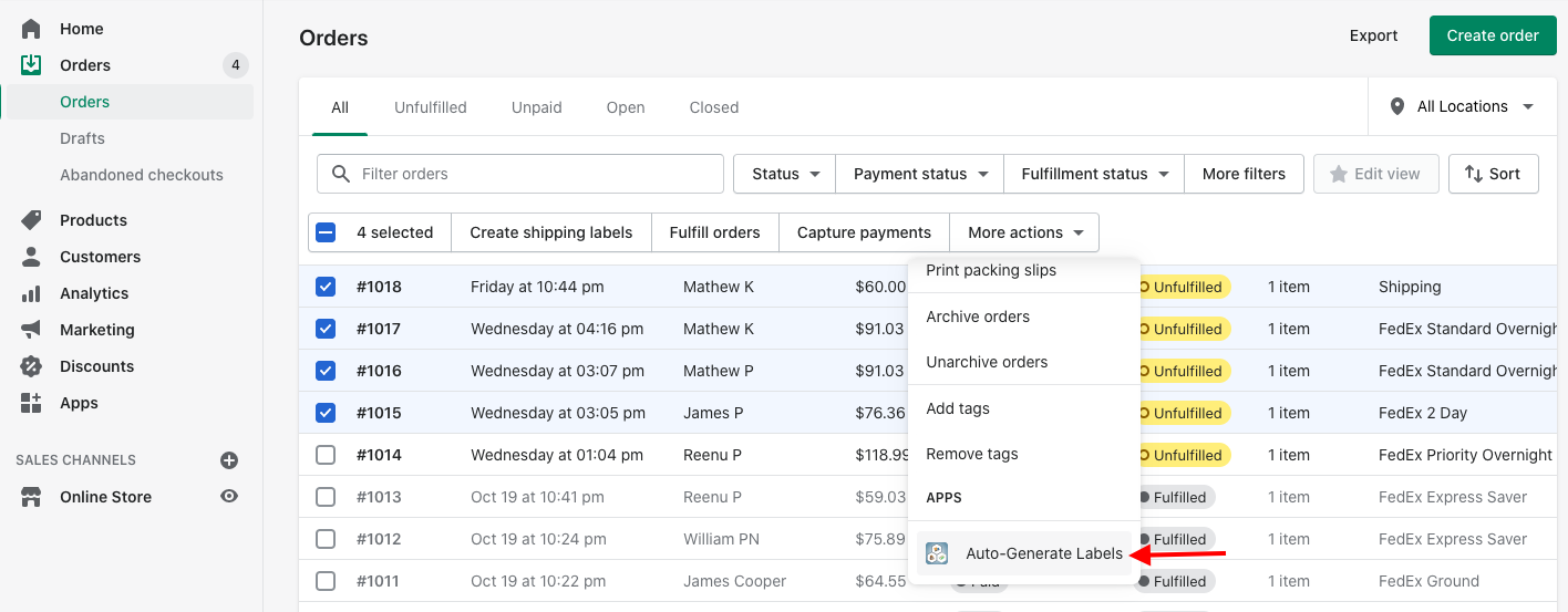 Generate FedEx Labels in bulk