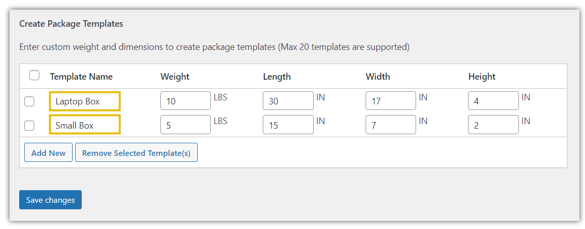 Create Package Templates