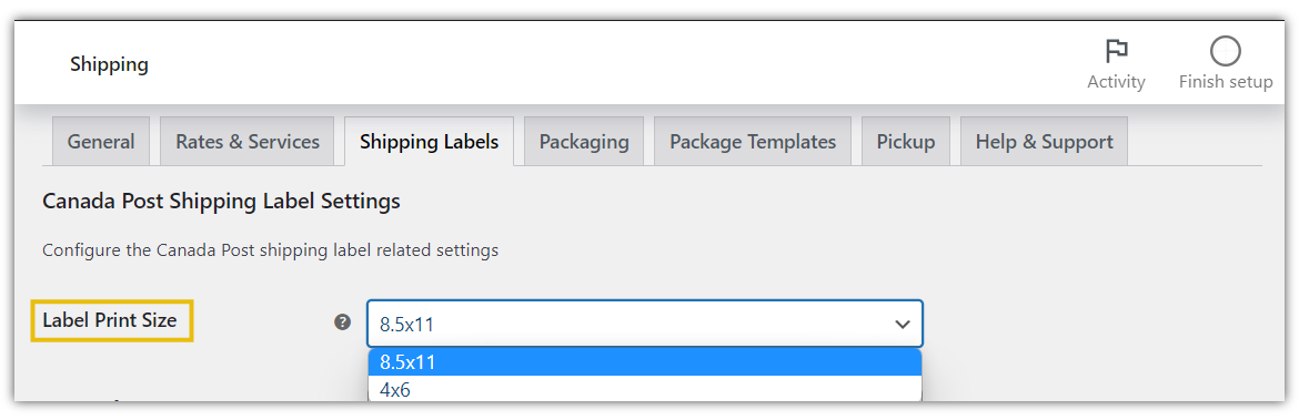 Label Print Size