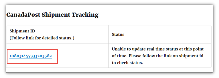 Shipment details
