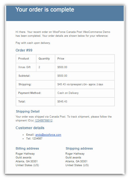 Email details