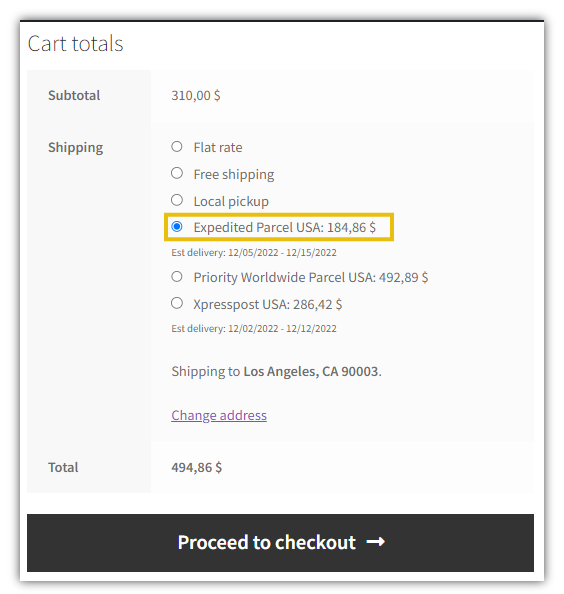 Cart rates 3