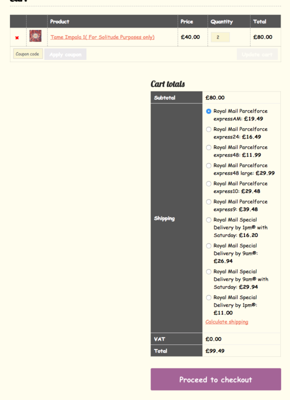 Cart page