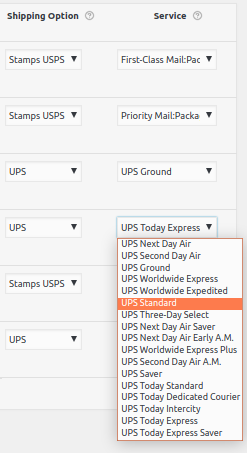 List of uPS Shipping services