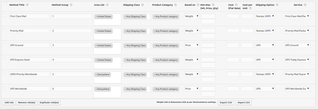 Shipping Rules for US and International Destinations