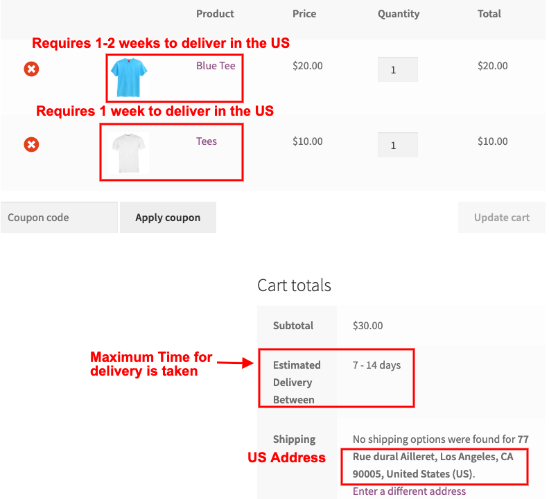 shipping to the US address