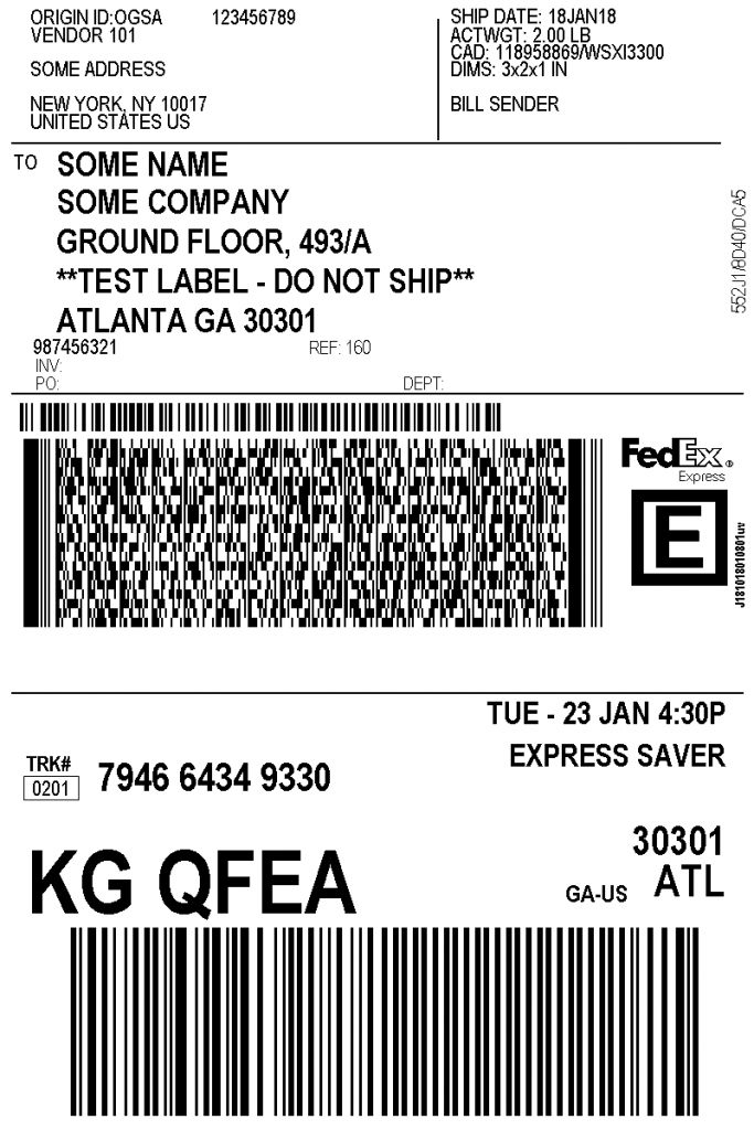 vendor shipping label