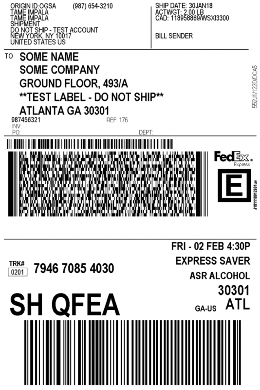 fedex shipping label