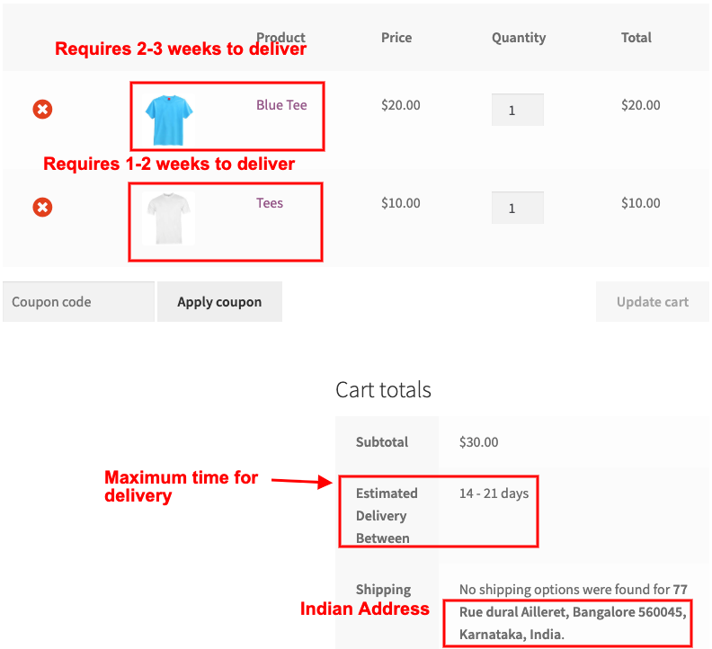 Shipping from US and China to international address