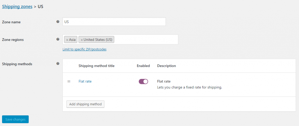 woocommerce shipping zones