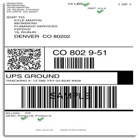 shipping label